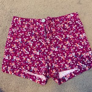 Burgundy floral shorts